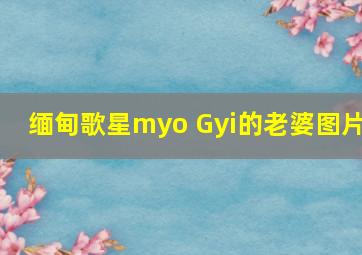 缅甸歌星myo Gyi的老婆图片